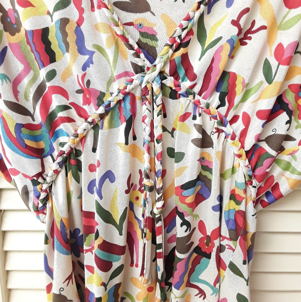 Nieves Lavi Anthro Animal Print Shirt Boho Silk - Picture 6 of 8